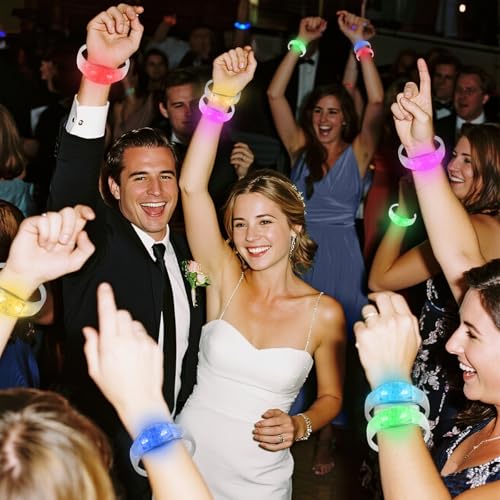 100 Pcs LED Bracelets Sound Activated with Flashing LED Strobe Music Control Light Up Bracelets for Rave, Game Prizes, Birthday Party Favor,Valentine's Day gift - color: 6 Color Changing