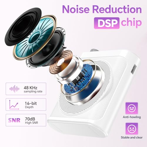 Voice Amplifier for Teachers, Portable Bluetooth Mini Personal Speaker with Wireless Lavalier Mic & Silicone Protective Cover, Ideal for Classroom, Conference and Tour Guide (Purple) - color: Purple