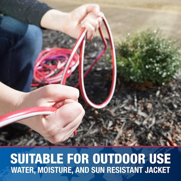 Southwire Heavy Duty Extension Cord, 50Ft, 12 Gauge, 3 Conductor, Outdoor Cord, Lighted End, SJTW, Red/White/Blue, 2548SWUSA1 - size: 50 ft