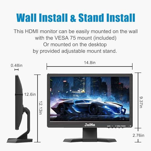 JaiHo 15.6-Inch Professional Security Monitor, 1920x1080P CCTV Screen with Metal Housing, BNC HDMI VGA AV USB, Industrial Display for DVR NVR System, 24/7 Reliable Security Surveillance - color: 15.6 inch 1920×1080