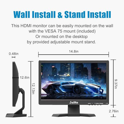 JaiHo 15.6-Inch Professional Security Monitor, 1920x1080P CCTV Screen with Metal Housing, BNC HDMI VGA AV USB, Industrial Display for DVR NVR System, 24/7 Reliable Security Surveillance - color: 15.6 inch 1920×1080