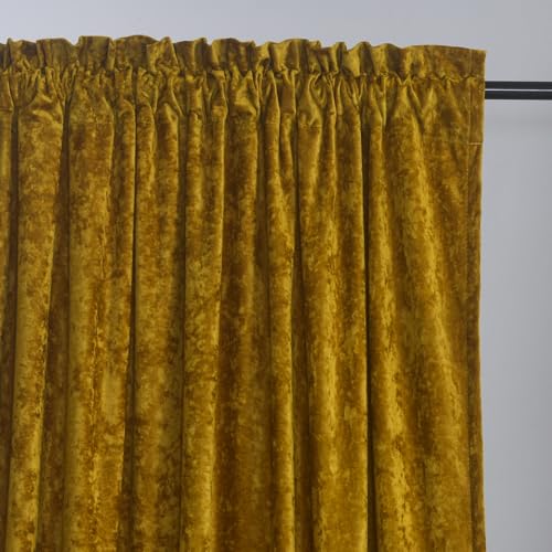 Yellow Velvet Curtains 2 Panels Set - 84 inches Long Room Darkening Luxury Distressed Crushd Velvet Rod Pocket Window Drapes for Living Room Bedroom 52" W x 84" L Mustard - color: Chartreuse, size: 52"W x 84"L (Pack of 2)