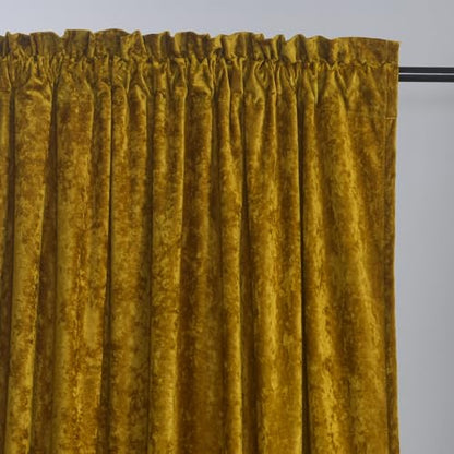 Yellow Velvet Curtains 2 Panels Set - 84 inches Long Room Darkening Luxury Distressed Crushd Velvet Rod Pocket Window Drapes for Living Room Bedroom 52" W x 84" L Mustard - color: Chartreuse, size: 52"W x 84"L (Pack of 2)