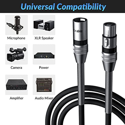 Kxable XLR Microphone Cable 30FT, XLR Male to Female Balanced Mic Cable, 3-Pin Shielded Speaker Cord, Zinc Alloy Connectors, Premium 22AWG Pure Copper, Metal Spring SR, Recording Studio, Podcast - size: 30FT, style: 1-Pack