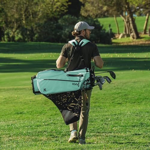 KVV Lightweight Golf Stand Bag with 7 Way Full-Length Dividers, 5 Zippered Pockets, Automatically Adjustable Dual Straps，Elegant Design - color: Lagon