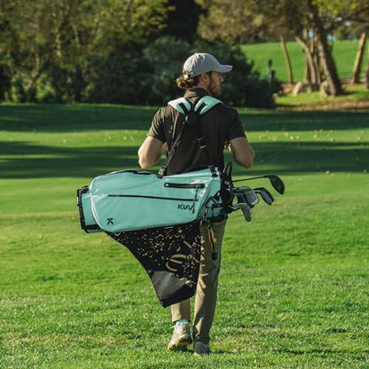 KVV Lightweight Golf Stand Bag with 7 Way Full-Length Dividers, 5 Zippered Pockets, Automatically Adjustable Dual Straps，Elegant Design - color: Lagon