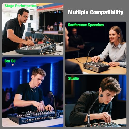 DJ Mic 17 Inch Flexible Gooseneck Microphone, Professional XLR Wired Dynamic Bob Barker Microphone for Video Conference, Podium, Singing, Karaoke DJ Mixer Dedicated Disc Shouting KTV Bar, Metal - size: 17 Inch