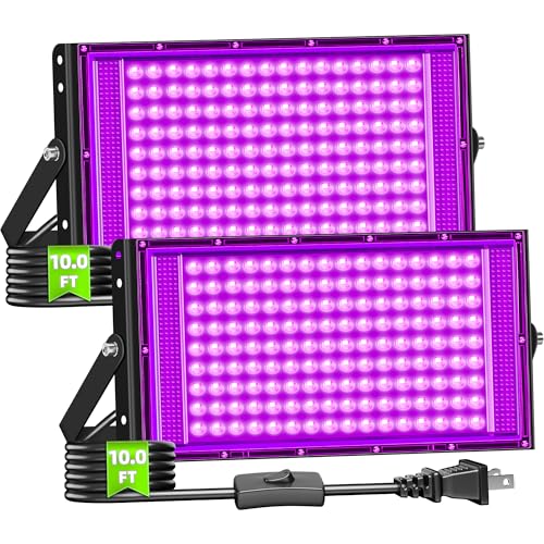 2 Pack 150W LED Black Light for Halloween, Waterproof Blacklight Glow Party | Neon Party, Birthday, IP66, Outdoor, Body Paint, Fluorescent Poster Tapestry, Bedroom, Classroom, 10ft Cord & Plug & Switch - style: 150W-2Pack
