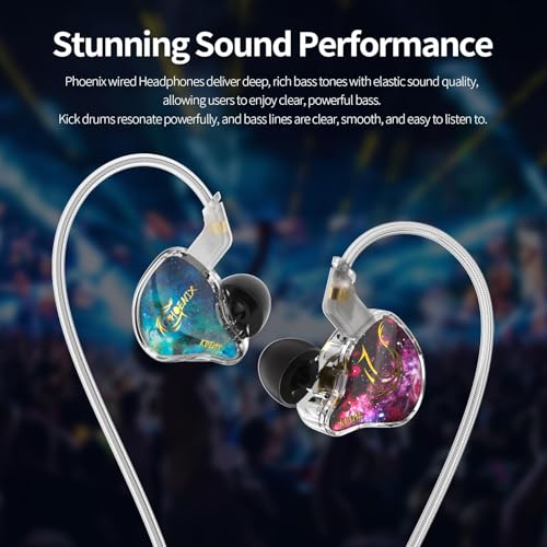 keephifi KBEAR Phoenix Wired Earbuds, RedBlue with Mic | in Ear Headphones with 10mm DD+PET Driver, Stereo Clear Sound Gaming Headphones, in Ear Monitor for Music Gaming - color: RedBlue