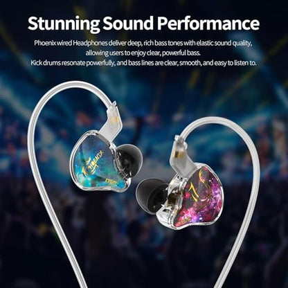 keephifi KBEAR Phoenix Wired Earbuds, RedBlue with Mic | in Ear Headphones with 10mm DD+PET Driver, Stereo Clear Sound Gaming Headphones, in Ear Monitor for Music Gaming - color: RedBlue