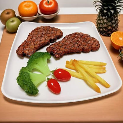 12pcs Fake Steak Model Set,2 pcs Fake Steak with Fake Broccoli Slice, Fake Tomato and Fake Fries,Simulation Food,Realistlike Steak, Fake Cooked Roast Beef,Photography Meat Props,Artificial Steak - color: 12pcs Fake Steak Model Set