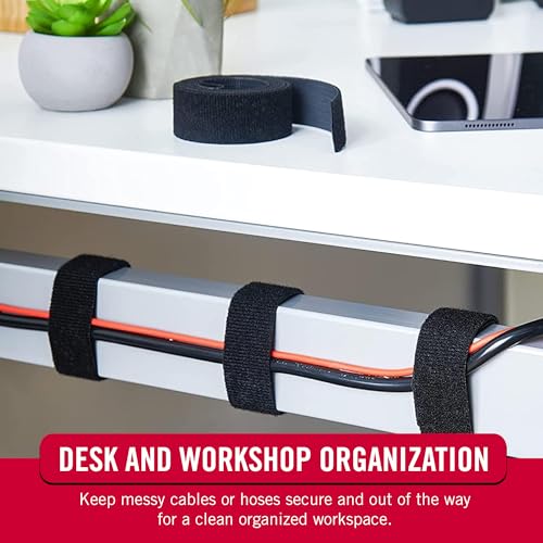 VELCRO Brand VEL-30768-AMS Wide Straps 1 in x 30 ft Roll | Cut to Length, Reusable Self-Gripping Tape | Bundle Poles, Wood, Pipes, Lumber, Garage Organization for Tool Handles Hoses, More | Black, 1in - size: Wide 1in