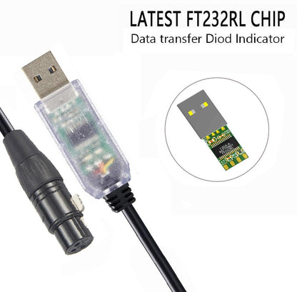 USB to DMX Cable RS485 Adapter Converter 3PIN XLR Female DMX512 Interface Freestyler Software PC Control Dimmer Cable with FT232RL Chip Support Win10 Mac OS (3 Meters) - color: Black, style: Female Connector-3M