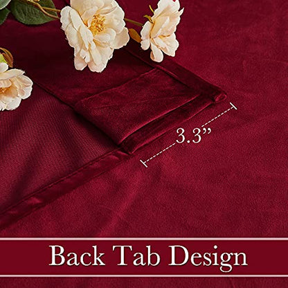 RYB HOME Velvet Curtains 80 inches Long for Living Room Bedroom, Back Tab - color: Ruby Red, size: 52"W x 80"L (Pack of 2)
