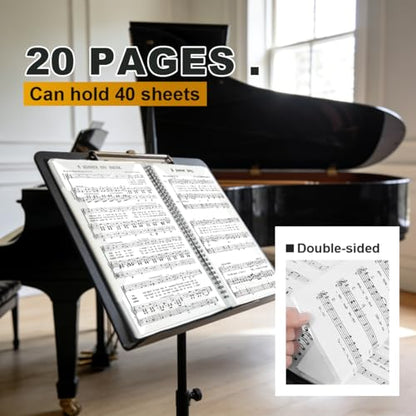Music Folder, Bulk 10 Pack Sheet Music Holder(10 Pack) | Bulk 10 Pack Sheet Music Holder Allow Annotations,40 Pages Spiral Sheet Music Binder Organizer, Sheet Music Storage - size: 10 Pack