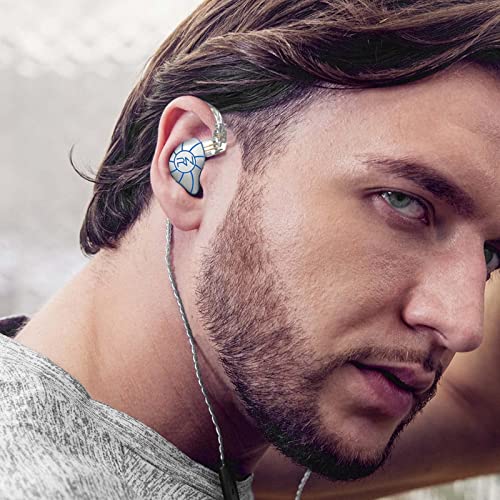 RevoNext in Ear Headphones 4BA+1DD 5 Drivers IEM Earphones HiFi Wired Earphones with Microphone 3.5mm Audio Plug 2 Pin Detachable Cable Gaming Headphones, White - color: White