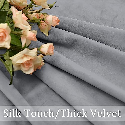 Hiasan Grey Velvet Blackout Curtains 96 inches Long, 2 Panels, 42W x 96L - color: Grey, size: 42"W x 96"L (Pack of 2)