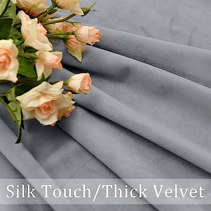 Hiasan Grey Velvet Blackout Curtains 96 inches Long, 2 Panels, 42W x 96L - color: Grey, size: 42"W x 96"L (Pack of 2)