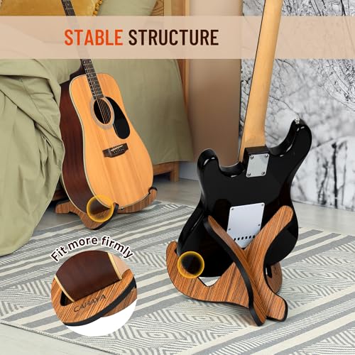 CAHAYA Guitar Stand Floor Wooden Portable Universal Instrument Holder | X-Frame Holder Thickened Plywood with PU Cover for Acoustic Electric Bass Classical Guitars Display Rack - color: Yellow