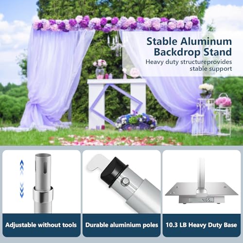 20x 8.6ft Pipe and Drap Photo Studio Backdrop Stand Kit, Heavy Duty Adjustable Frame Backdrop Stand with Flat Base,Carry Bag for Event, Birthday Party, Party Banquet Decorations.
