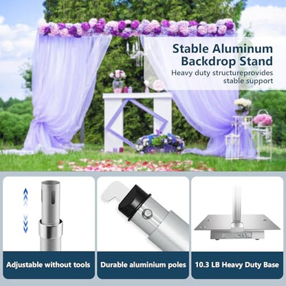 20x 8.6ft Pipe and Drap Photo Studio Backdrop Stand Kit, Heavy Duty Adjustable Frame Backdrop Stand with Flat Base,Carry Bag for Event, Birthday Party, Party Banquet Decorations.