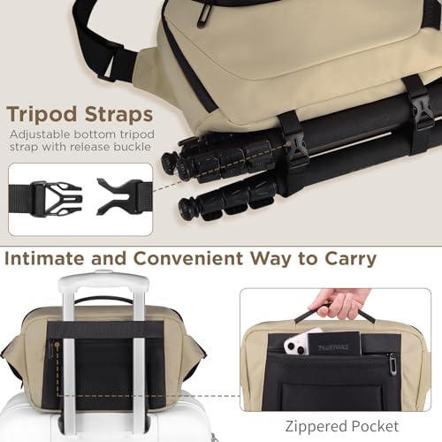 TAAOKA Camera Sling Bag,Waterproof Camera Case with Tripod Holder,Lightweight DSLR/SLR/Mirrorless Camera Bags Crossbody for photographers-Coffee - color: Coffee