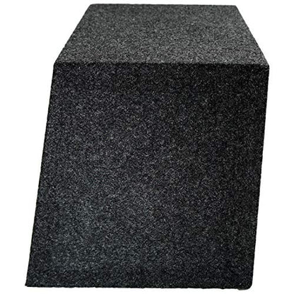 12" Inch Angled Subwoofer Box Sealed Single Sub Enclosure 5/8" MDF - ASC | Slant-back bass speaker cabinet for trunk and hatchback installs, airtight woofer housing, compact unloaded budget build