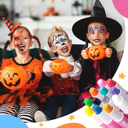Drawdart Face Painting Kit for Kids- 12 Vibrant Colors Face Paint Crayons- Safe and Washable Face Paint Sticks for Adults Kids Party, Halloween, Birthday Makeup
