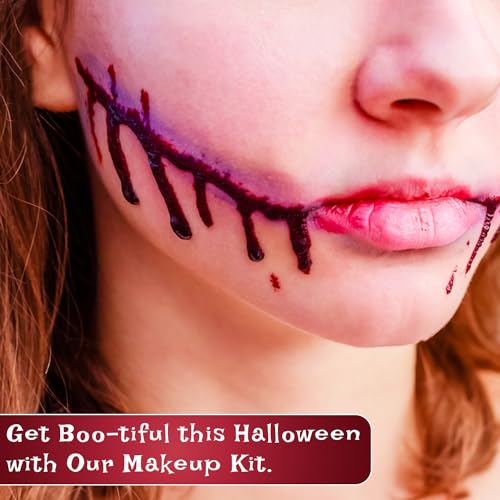 Dress-Up-America Halloween Makeup Kit - Face and Body Wax, Latex and Fake Blood Costume Face Paint Set - SFX Realistic Bloody Halloween Makeup Set for Teens and Adults