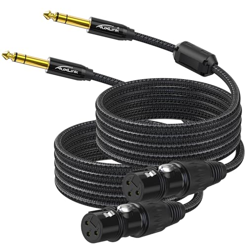 XLR Female to 1/4, TRS to 6.35mm 10ft 2Packs Gold-Plated Connectors Nylon Braided, Quarter Inch to XLR Female Cable for Speakers, Mixers, Amplifiers - size: XLR Female 10ft 2pack
