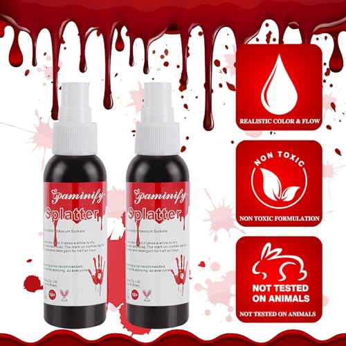 2.1oz Fake Blood Spray, Blood Splatter, Halloween Liquid Blood for Clothes, Zombie, Vampire and Monster SFX Makeup & Theater,Dark - color: fake blood dark