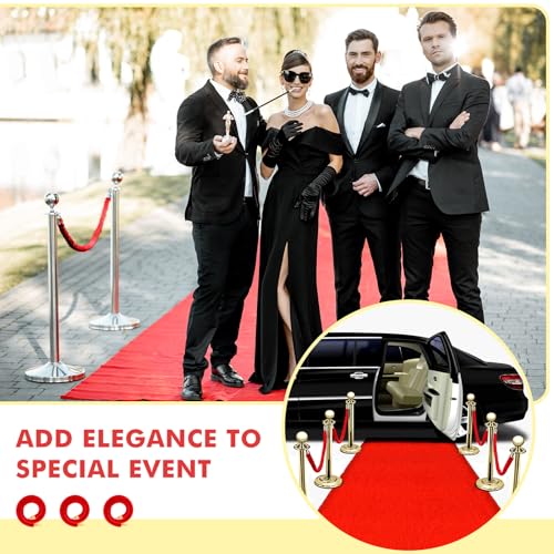 Woanger 6 Pack 5 Feet Velvet Stanchion Rope Crowd Control, Red | Crowd Control Barrier for Red Carpet Events, Theaters, Hotels, Grand Openings, Queue Management with Gold Plated Hooks - color: Red, size: 5 Feet