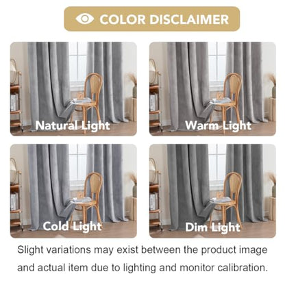 H.VERSAILTEX Velvet 100% Blackout Curtains for Living Room Full Light Blocking Curtains Thermal Insulated Room Window Drapes Soft Luxury Curtains Grommet Top 2 Panels (55" W x 63" L, Gray) - color: Grey, size: 55"W x 63"L (Pack of 2)
