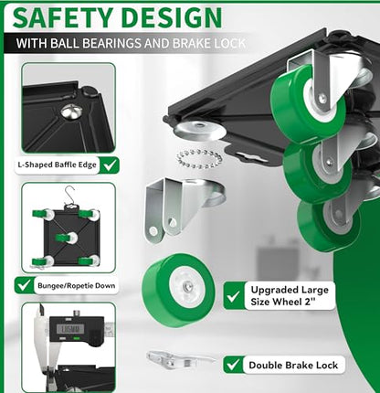Heavy Duty Furniture Dolly 360 Rotate 5 Wheels 3400 Lbs Capacity 8.6x7.8 in | Upgraded Furniture Movers with Green Wheels, 6 Sliders, Alloy Steel Furniture Lifter Tool for Home & Office Uses - color: Green, size: 8.6x7.8 IN-6 Sliders