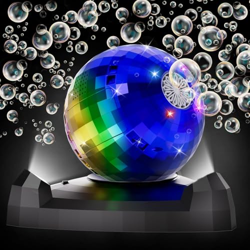 Bubble Machine for Kids 3-5, Automatic Disco Bubble Blower Maker with Bubble Toys, LED Lights & 360° Rotation, 10000+ Bubbles Per Min, Outdoor Game Toy for Easter Birthday Party - color: Gold