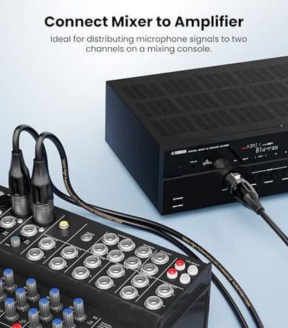 Tisino Balanced XLR Splitter Cable, 1 Female to 2 Male Patch Microphone Cable XLR Y Splitter Cable 2 Male to 1 Female - 5 feet - size: 5 feet