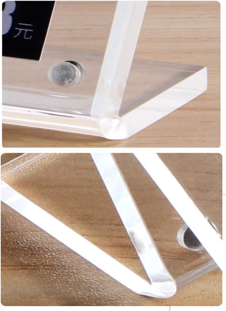 2 Pack Acrylic Label Holder (90*60mm/3.54*2.36 inches) | Price Tag Displays Sign Holder, Horizontal Slanted L-Shape Table Top Sign Stand