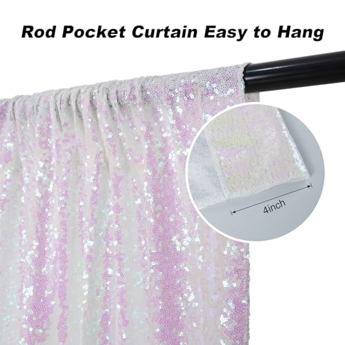 Juya Delight White Iridescent Sequin Backdrop, 6ftx6ft Glitter Photo Backdrop Curtain for Birthday Party Wedding Festival Ceremony - color: Iridescent, size: 6ft x 6ft
