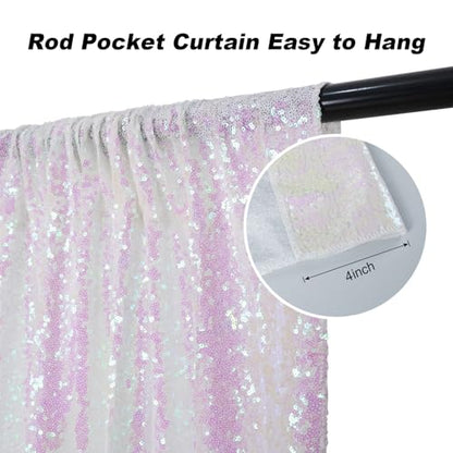 Juya Delight White Iridescent Sequin Backdrop, 6ftx6ft Glitter Photo Backdrop Curtain for Birthday Party Wedding Festival Ceremony - color: Iridescent, size: 6ft x 6ft