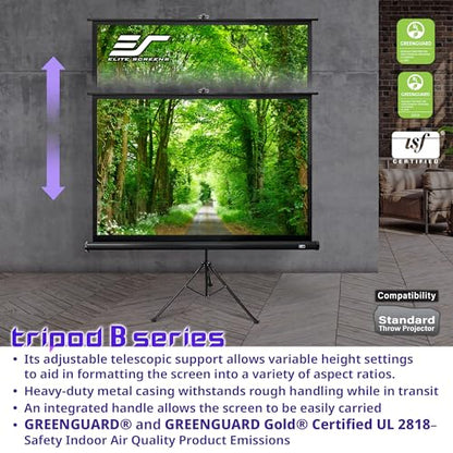 Elite Screens Tripod B, 71-INCH 1:1, Lightweight Pull Up Foldable Stand, Manual, Movie Home Theater Projector Screen, 4K / 8K Ultra HDR 3D Ready, 2-YEAR WARRANTY, T71SB-Z - color: Black, size: 71-inch/ 1:1, style: Tripod B