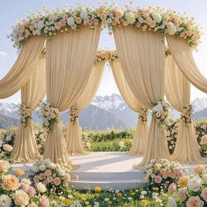 10ftx12ft Champagne Backdrop Curtain for Wedding Party 2 Panels 5×12FT Tall - color: Champagne, size: 10ftx12ft (2 Panels W5'xH12')