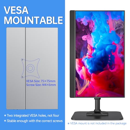 VisionOwl Portable Monitor 15.6 Inch 1080P FHD 85% sRGB Second Screen, USB-C HDMI HDR FreeSync Travel Monitor for Laptop PC MacBook PS5 Xbox, VESA Mountable, with Speakers, Cover Stand, Silver - size: 15.6 inch