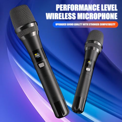 AX322 Professional UHF Wireless Dynamic Microphone Set, Dual Microphones with Rechargeable Receiver, Plug and Play, Suitable for Karaoke and Musical Instruments - color: AX322