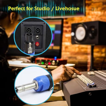 HBU 2 Packs Speakon to 1/4 Connector - 2pcs Speak-On Male to 1/4" TS Female Jack Adapter End - NL4FC to 1/4 Inch Converter Jack with Twist Lock for Pro PA DJ Loudspeaker Amplifier Mixer (2-Pack) - size: 2-Pack