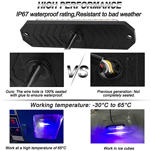 ASPL 8pcs Sync Feature Ultra Slim 12-LED Surface Mount Flashing Strobe Lights for Truck Car Vehicle LED Mini Grille Light Head Emergency Beacon Hazard Warning Lights (Blue/White) - color: Blue/White, size: 4.41L x 0.44W x 1.14H Inch