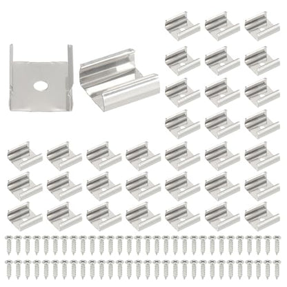 PATIKIL LED Strip Clips, 50pcs Stainless Steel Mounting Brackets Fixing Clip Clamp Support Holder with Screws for 16mm to 17mm LED Strip Lighting Cable - size: 16mm to 17mm