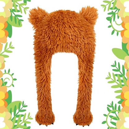 dressfan Plush Animal Hat with Ear Flaps,Novelty Christmas & Birthday Gifts for Adults & Children,One Size Fits All - color: Brown