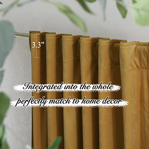 Pony Dance Golden Brown Velvet Curtains 84 inches Long with Rod Pocket Back Tab Top - Thick Havy Plush Velvet Drapes for Dining Room/Kitchen/Country House, 52Wx 84L, 2 PCs - color: Golden Brown, size: 52"W x 84"L (Pack of 2)