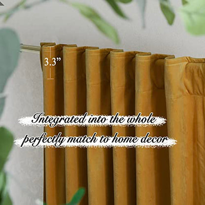 Pony Dance Golden Brown Velvet Curtains 84 inches Long with Rod Pocket Back Tab Top - Thick Havy Plush Velvet Drapes for Dining Room/Kitchen/Country House, 52Wx 84L, 2 PCs - color: Golden Brown, size: 52"W x 84"L (Pack of 2)