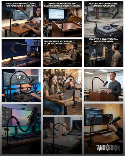 KC32 24-Inch Gooseneck Mic Stand, Heavy-Duty Desk Clamp for Podium | Flexible Arm Microphone Holder, Lectern Mount, 5/8-27 Thread, 3/8-16 Adapter, Mic Clip, Podcast, Pulpit, Studio, 2.2 lb Load - size: 24-INCH